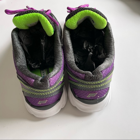 Fila Cool Max sneakers worn once size 8 gray, purple & lime green - Picture 4 of 8